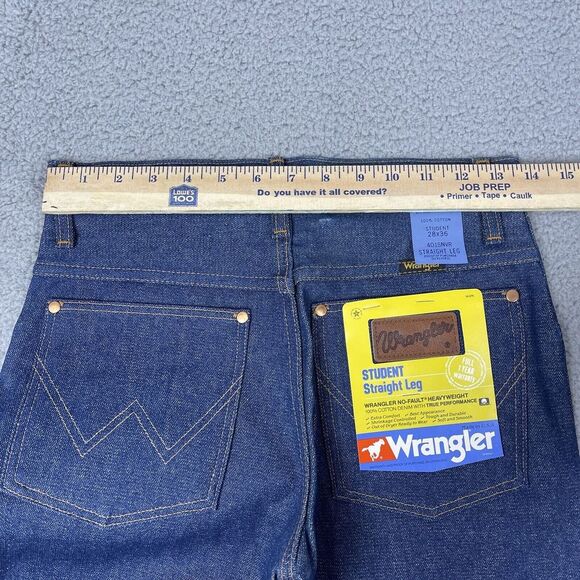 VTG Deadstock Wrangler Jeans Mens 27x35 Blue Western Bootcut Flare 80s Raw‎ NWT - Picture 13 of 16